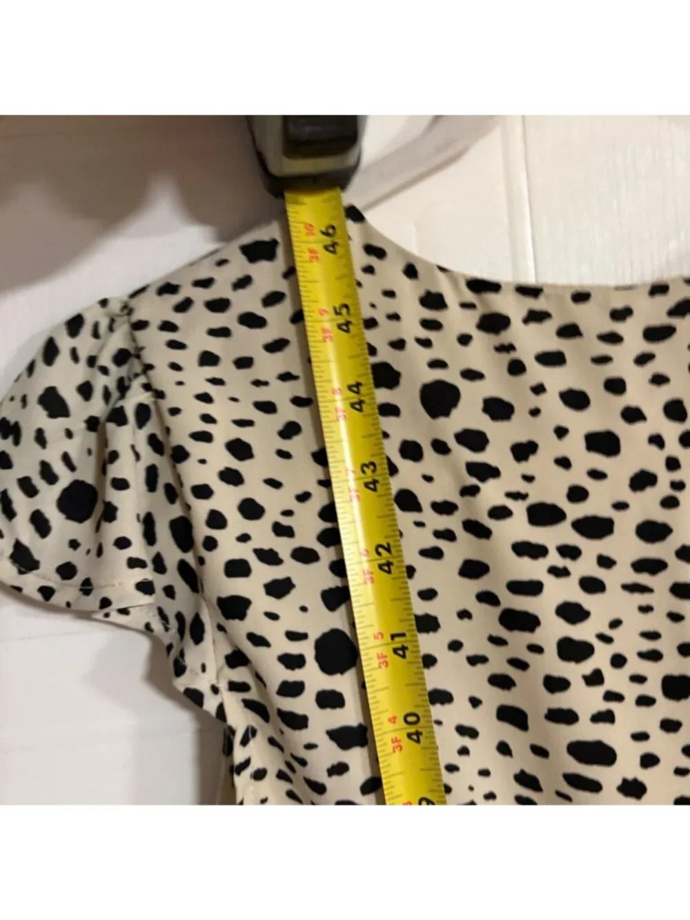 Like New BB Dakota Steve Madden High-Low Wrap Midi Dress Polka Dot Beige Black S - Picture 8 of 11